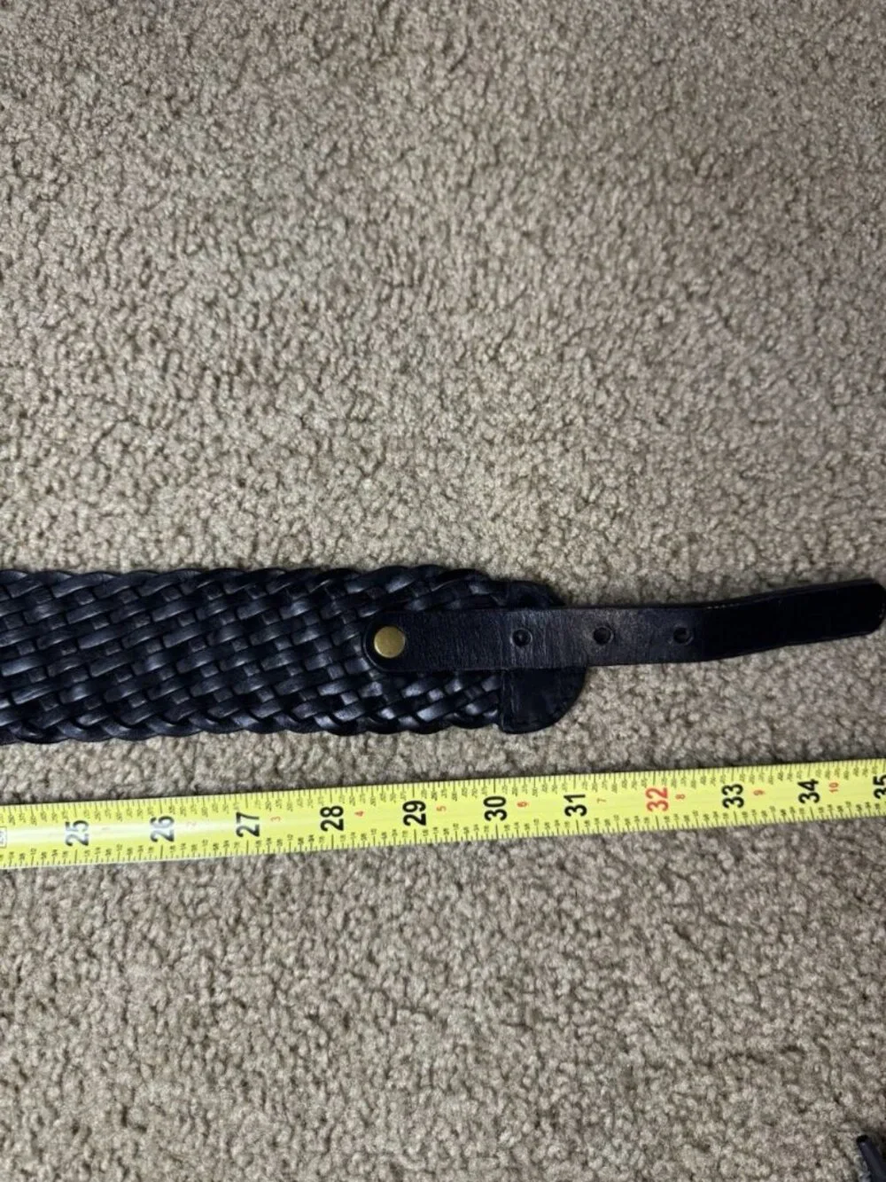 LOFT Leather Belt Black Braided Wide Studded SMALL 32” Bohemian Bohochic
